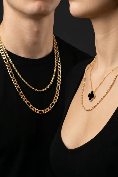 Gold chains and necklaces collection